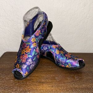 Vintage Keds Floral Print Sun Surf Slip On Sling Back Sandal Shoes